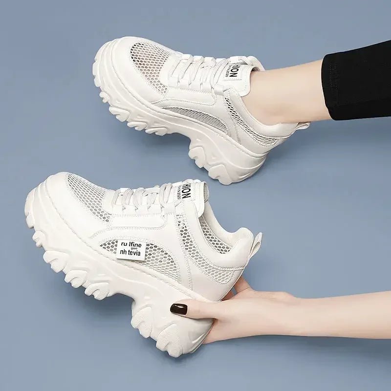 Women's Chunky Platform Sneakers – Thick Bottom, PU Leather - ESTEEMSO.COM