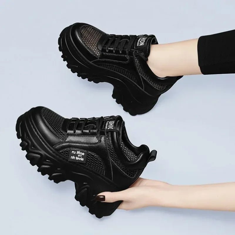 Women's Chunky Platform Sneakers – Thick Bottom, PU Leather - ESTEEMSO.COM