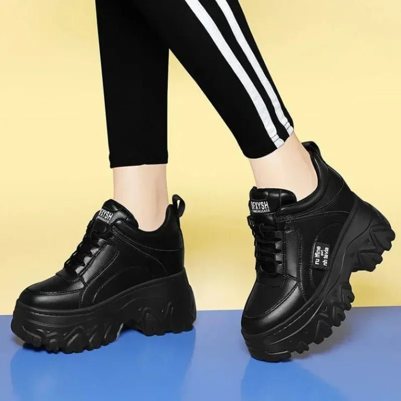 Women's Chunky Platform Sneakers – Thick Bottom, PU Leather - ESTEEMSO.COM