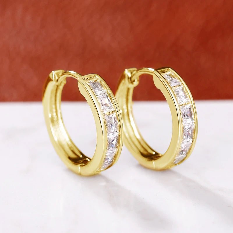 Women's Hoop Earrings – Princess Square Design, Cubic Zirconia - ESTEEMSO.COM