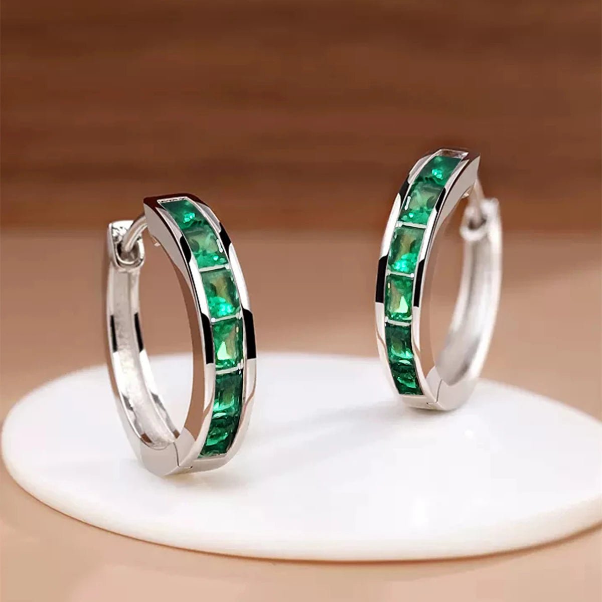 Women's Hoop Earrings – Princess Square Design, Cubic Zirconia - ESTEEMSO.COM